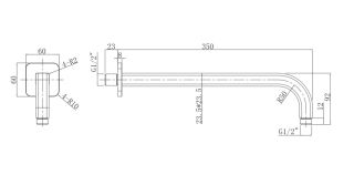 Кронштейн душевой Omnires 35см чёрный матовый RA15BL